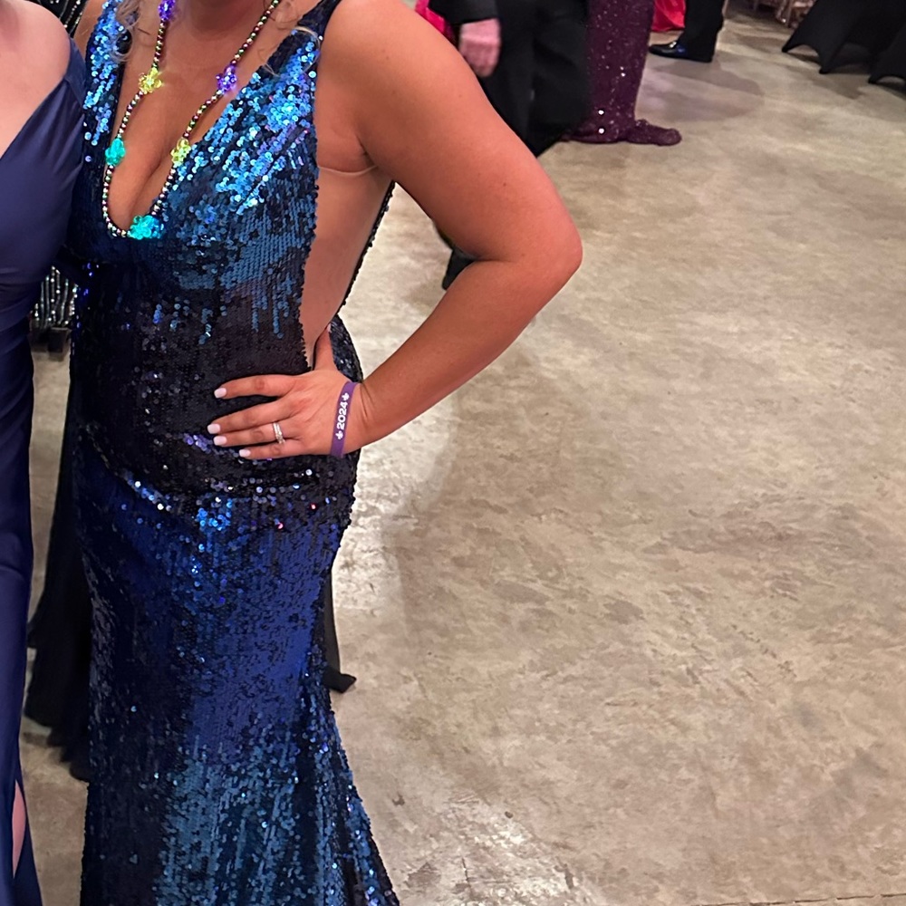 Beautiful multi blue ombré sequin formal.
